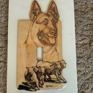 The Dog On Co Laser Engraved German Shepherd Wooden Light Switch Plate‎ NEW RARE